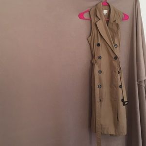 Tan trench coat dress sleeveless